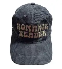 "Romance Reader" Baseball Cap Hat Corduroy Gray Adjustable One-Size Funny