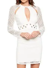 Bardot Cutout Eyelet Grommet Bodycon Mini Dress