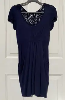 Bluheaven Navy Crochet Blue Cotton Dress