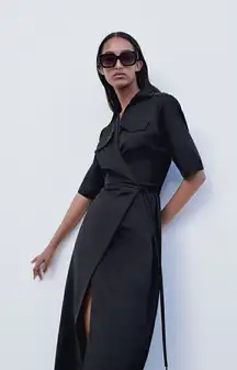 ZARA FLAP POCKET WRAP DRESS-NWT