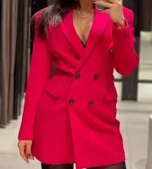 Zara BUTTONED BLAZER DRESS w/ Pockets & Buttons NEW