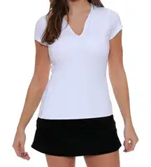 Lucky in Love Core Double Front White Tennis Tee Size XS