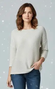 Jennifer Lopez Sweater with metallic thread off white shimmering Sz L