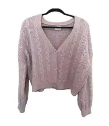 Allie Rose Lavender Chunky Knit Cardigan V-Neck Size Large