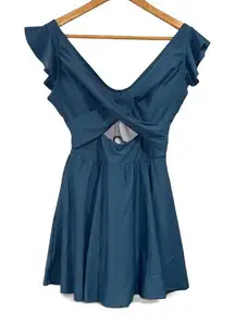 Swimsuit modest dress like NEW flutter sleeve cut out peek a boo small no tags