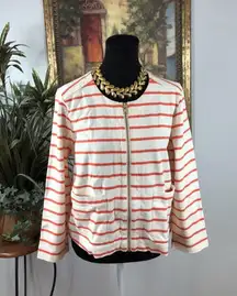 LANDS END Women's Size 14 Sweater Cropped 2 Pockets 100% Cotton Zip Up Cardigan