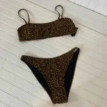 NWT Kendall + Kylie Animal Leopard Print Highwaist 2 Piece Bathing Suit Size L