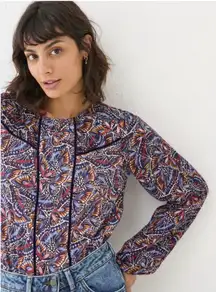 FatFace Charlee Abstract Butterfly Print Blouse – Women’s Size 10 Boho Top