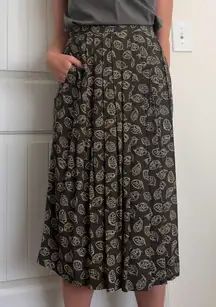 Vintage Deadstock Rena Rowan Leafy Pattern Midi Skirt