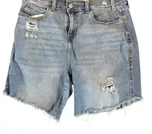 Signature by Levi Strauss Blue Jean Shorts Distressed Raw Hem