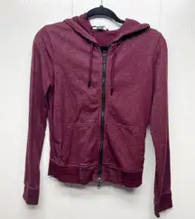 Armani Exchange Burgundy Full Zip Hooded Women's Sweatshirt Size Small