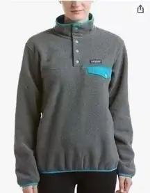 PATAGONIA lightweight synchilla snap-T fleece pullover gray turquoise Size S