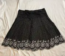 13 Vintage Tracy Evans Embroidered Floral Polka Dot Skirt size 7