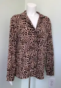 Soma Pajama Top Sleep Shirt Leopard Button Down L