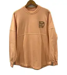 Walt Disney World Spirit Jersey Womens Size XS Shirt Puffy Gold Glitter Peach