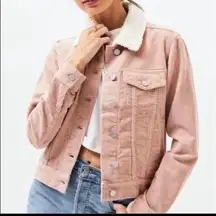 PacSun Pink Corduroy Jacket Oversized Sherpa Lined S Faux Fur