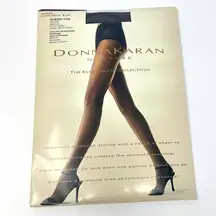 00s DONNA KARAN NEW YORK Vintage Black Sheer Control Top Pantyhose