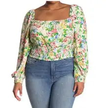 NWT AFRM X Nordstrom Soph Floral Long Sleeve Smocked Crop Top