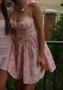 Pink floral sun dress with bow straps