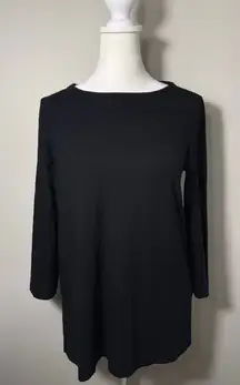 Eileen Fisher Black 3/4 Sleeve Side-Slit Top Size PP/PTP