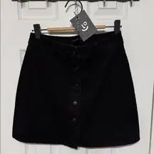 NWT Lazy Oaf Black Denim Mini Skirt Size 26 W 13.5 L 15.5”