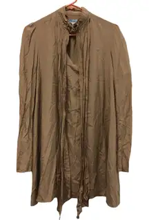 Marciano silk long sleeve taupe tan tunic top or mini dress‎ size XS