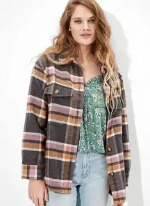 AE Oversized Plaid Shirt Jacket