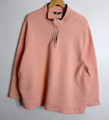 NWOT Lands End Quilted Pullover Salmon Coral With Pockets Size 2X Casual Stretch
