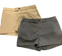 a new day Bundle of 2 Women's Tan and Gray Cargo Shorts WORN ONCE