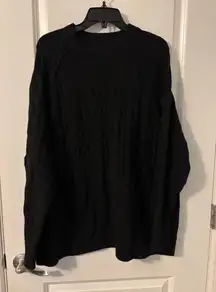 Aerie Oversized Cable Knit Sweater - Black, Sz M