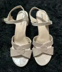 Porcello Lex Marbella Silver Leather Slingback Sandal Bow Women's Size 7.5