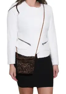 Gibson Raw Edge Tweed Blazer Off White & Black Medium / M