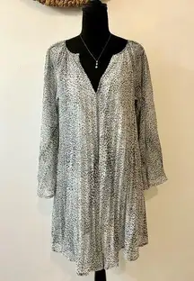 Flowy Fall Dress in Light Blue and Gray Size Small