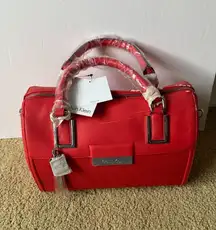 Damaged Defective Peeling Red Calvin Klein Satchel Bowling Bag *missing strap