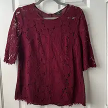 AUW Burgundy Lace Blouse | Size Medium