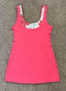 Lululemon Athletica Floral Mesh Scoop Neckline Tank Top in Pink Coral Color sz 6