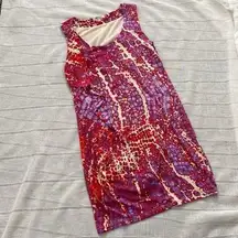 Jennifer Lopez snake print sleeveless mini shift dress.