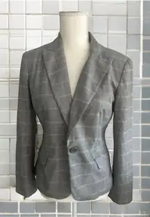 SAKS FIFTH AVENUE Light Gray Plaid Jacket Blazer Size 6