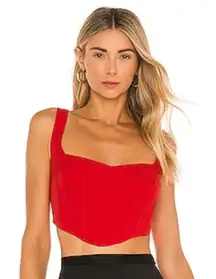 Bardot Mini Satin Corset Bustier Crop Top in Fire Red Size X-Small Gently Used