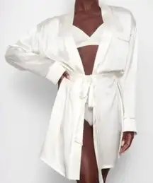 SKIMS  Bridal Satin Robe Marble NWT White / Offwhite