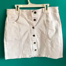 Chiqle Designer White Jean Button Down Skirt