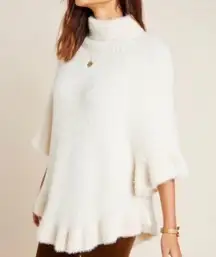Anthropologie Akemi + Kin Poncho Falling Snow White Cream Eyelash Fuzzy Sweater