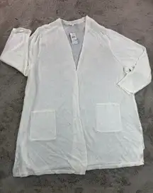 NWT J. Jill White Linen Blend Open Front Cardigan Sweater 4X‎ Womens Oversized