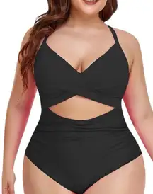 Eomenie One‎ Piece Tummy Control Cutout High Waisted Bathing Suit Wrap TieBack