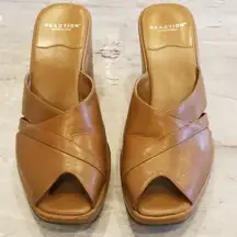 💕KENNETH COLE REACTION💕 Thed Late Show Platform Wedge Peep Toe Sandals 10