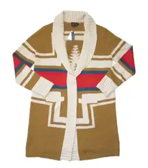 NWT Pendleton Harding Cardigan in Mustard Cream Southwest Cotton Wool Sweater XS