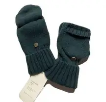 A New Day Women's One Size Knit Flip-Top Mittens - Green