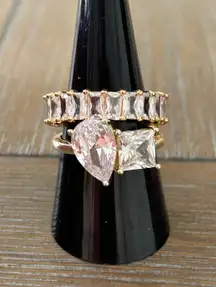 Wedding ring set bridal ring set Gold Sparkling Gemstone Rings