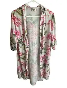 Show Me Your MUMU Floral Tropical Open Duster Cardigan Cover ONE SIZE GUC #1115