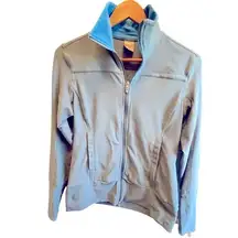 Nike Fit Dry Women's Grey Blue & Bright Blue‎ Full Zip Athletic Collared Jacket